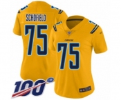 Women's Los Angeles Chargers #75 Michael Schofield Limited Gold Inverted Legend 100th Season Football Jersey