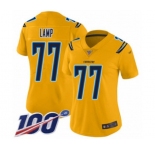 Women's Los Angeles Chargers #77 Forrest Lamp Limited Gold Inverted Legend 100th Season Football Jersey