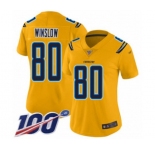 Women's Los Angeles Chargers #80 Kellen Winslow Limited Gold Inverted Legend 100th Season Football Jersey