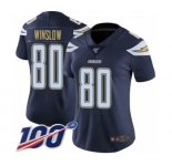 Women's Los Angeles Chargers #80 Kellen Winslow Navy Blue Team Color Vapor Untouchable Limited Player 100th Season Football Jersey