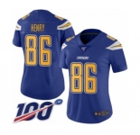 Women's Los Angeles Chargers #86 Hunter Henry Limited Electric Blue Rush Vapor Untouchable 100th Season Football Jersey