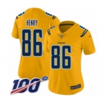 Women's Los Angeles Chargers #86 Hunter Henry Limited Gold Inverted Legend 100th Season Football Jersey