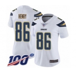 Women's Los Angeles Chargers #86 Hunter Henry White Vapor Untouchable Limited Player 100th Season Football Jersey