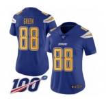 Women's Los Angeles Chargers #88 Virgil Green Limited Electric Blue Rush Vapor Untouchable 100th Season Football Jersey
