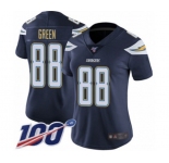 Women's Los Angeles Chargers #88 Virgil Green Navy Blue Team Color Vapor Untouchable Limited Player 100th Season Football Jersey