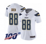 Women's Los Angeles Chargers #88 Virgil Green White Vapor Untouchable Limited Player 100th Season Football Jersey