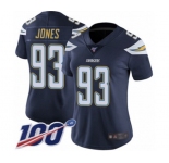 Women's Los Angeles Chargers #93 Justin Jones Navy Blue Team Color Vapor Untouchable Limited Player 100th Season Football Jersey