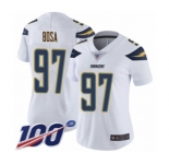 Women's Los Angeles Chargers #97 Joey Bosa White Vapor Untouchable Limited Player 100th Season Football Jersey