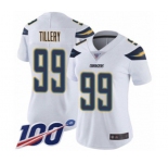 Women's Los Angeles Chargers #99 Jerry Tillery White Vapor Untouchable Limited Player 100th Season Football Jersey