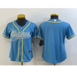 Women's Los Angeles Chargers Blank Blue With Patch Cool Base Stitched Baseball Jersey