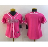 Women's Los Angeles Chargers Blank Pink With Patch Cool Base Stitched Baseball Jersey