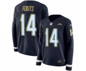 Women's Nike Los Angeles Chargers #14 Dan Fouts Limited Navy Blue Therma Long Sleeve NFL Jersey