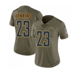 Women's Nike Los Angeles Chargers #23 Rayshawn Jenkins Limited Olive 2017 Salute to Service NFL Jersey