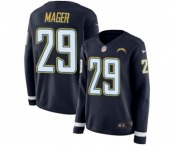 Women's Nike Los Angeles Chargers #29 Craig Mager Limited Navy Blue Therma Long Sleeve NFL Jersey