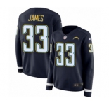 Women's Nike Los Angeles Chargers #33 Derwin James Limited Navy Blue Therma Long Sleeve NFL Jersey