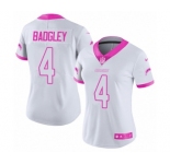 Women's Nike Los Angeles Chargers #4 Michael Badgley Limited White Pink Rush Fashion NFL Jersey