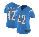 Women's Nike Los Angeles Chargers #42 Uchenna Nwosu Electric Blue Alternate Vapor Untouchable Limited Player NFL Jersey