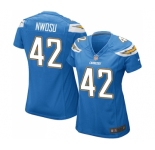 Women's Nike Los Angeles Chargers #42 Uchenna Nwosu Game Electric Blue Alternate NFL Jersey
