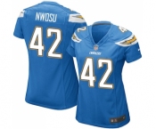 Women's Nike Los Angeles Chargers #42 Uchenna Nwosu Game Electric Blue Alternate NFL Jersey