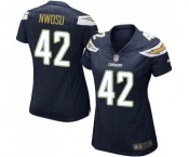 Women's Nike Los Angeles Chargers #42 Uchenna Nwosu Game Navy Blue Team Color NFL Jersey