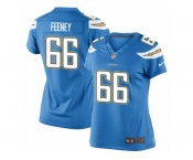 Women's Nike Los Angeles Chargers #66 Dan Feeney Limited Electric Blue Alternate NFL Jersey