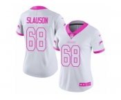 Women's Nike Los Angeles Chargers #68 Matt Slauson Limited White-Pink Rush Fashion NFL Jersey