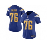 Women's Nike Los Angeles Chargers #76 Russell Okung Limited Electric Blue Rush NFL Jersey