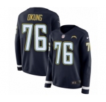 Women's Nike Los Angeles Chargers #76 Russell Okung Limited Navy Blue Therma Long Sleeve NFL Jersey