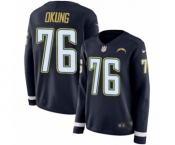 Women's Nike Los Angeles Chargers #76 Russell Okung Limited Navy Blue Therma Long Sleeve NFL Jersey
