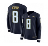Women's Nike Los Angeles Chargers #8 Drew Kaser Limited Navy Blue Therma Long Sleeve NFL Jersey