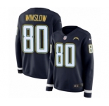Women's Nike Los Angeles Chargers #80 Kellen Winslow Limited Navy Blue Therma Long Sleeve NFL Jersey