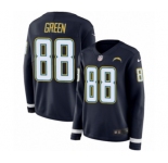 Women's Nike Los Angeles Chargers #88 Virgil Green Limited Navy Blue Therma Long Sleeve NFL Jersey