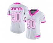 Women's Nike Los Angeles Chargers #90 Ryan Carrethers Limited White Pink Rush Fashion NFL Jersey