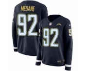 Women's Nike Los Angeles Chargers #92 Brandon Mebane Limited Navy Blue Therma Long Sleeve NFL Jersey