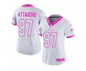 Women's Nike Los Angeles Chargers #97 Jeremiah Attaochu Limited White-Pink Rush Fashion NFL Jersey