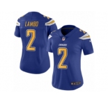Women's Nike San Diego Chargers #2 Josh Lambo Limited Electric Blue Rush NFL Jersey