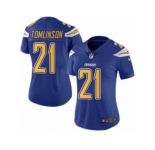 Women's Nike San Diego Chargers #21 LaDainian Tomlinson Limited Electric Blue Rush NFL Jersey