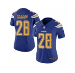 Women's Nike San Diego Chargers #28 Melvin Gordon Limited Electric Blue Rush NFL Jersey