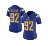 Women's Nike San Diego Chargers #92 Brandon Mebane Limited Electric Blue Rush NFL Jersey