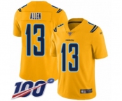 Youth Los Angeles Chargers #13 Keenan Allen Limited Gold Inverted Legend 100th Season Football Jersey