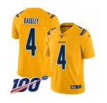 Youth Los Angeles Chargers #4 Michael Badgley Limited Gold Inverted Legend 100th Season Football Jersey