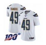 Youth Los Angeles Chargers #49 Drue Tranquill White Vapor Untouchable Limited Player 100th Season Football Jersey