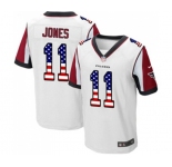 Men's Atlanta Falcons #11 Julio Jones Elite White Road USA Flag Fashion Football Jersey