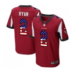 Men's Atlanta Falcons #2 Matt Ryan Elite Red Home USA Flag Fashion Football Jersey