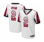 Men's Atlanta Falcons #2 Matt Ryan Elite White Road Drift Fashion Football Jersey