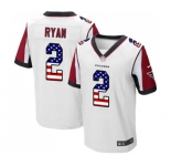 Men's Atlanta Falcons #2 Matt Ryan Elite White Road USA Flag Fashion Football Jersey