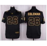Nike Atlanta Falcons #26 Tevin Coleman Black Pro Line Gold Collection Jersey[Elite]