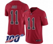 Men's Atlanta Falcons #11 Julio Jones Limited Red Rush Vapor Untouchable 100th Season Football Jersey