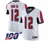 Men's Atlanta Falcons #12 Mohamed Sanu White Vapor Untouchable Limited Player 100th Season Football Jersey