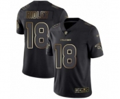 Men's Atlanta Falcons #18 Calvin Ridley Black Gold Vapor Untouchable Limited Player 100th Season Football Jersey